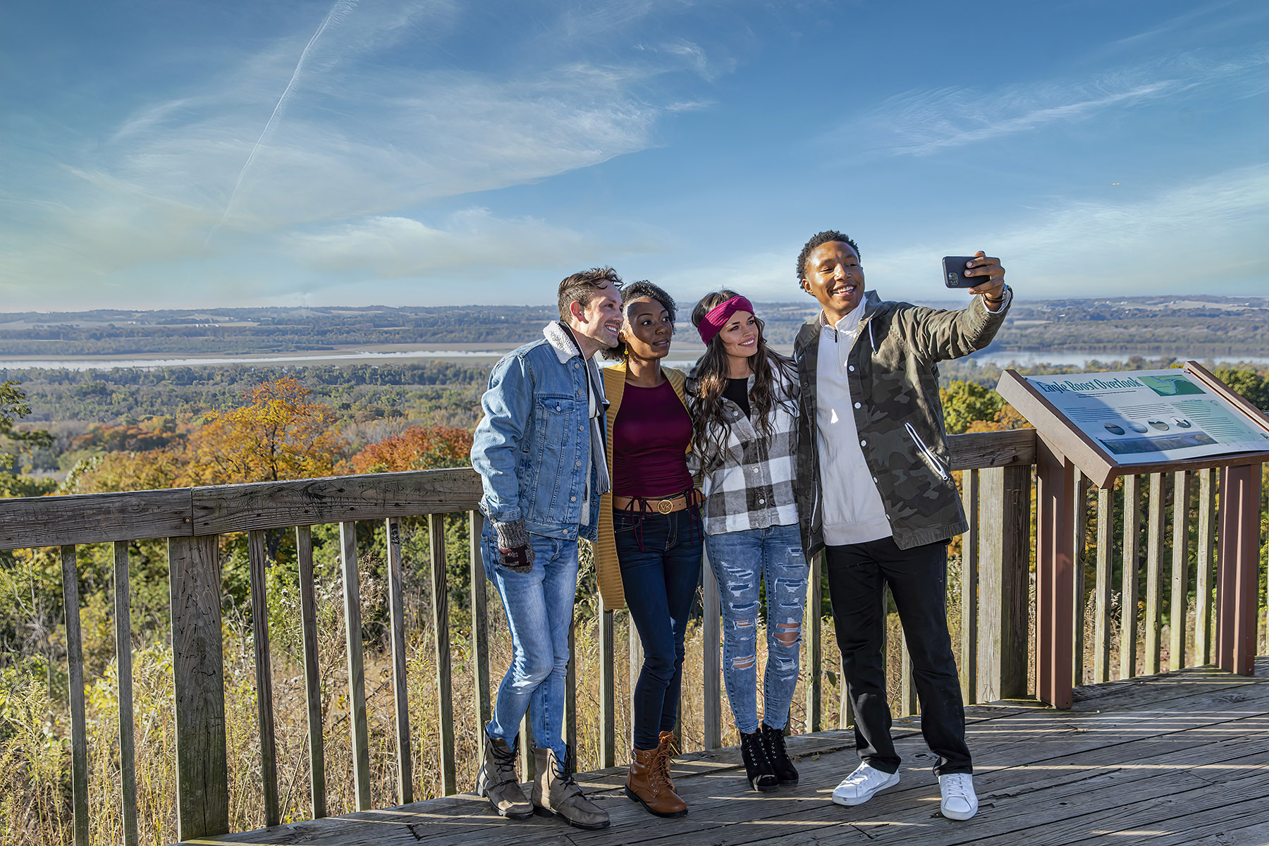 Posing for a selfie in front of the Illinois River in Pere Marquette State Park in Grafton, Illinois 
