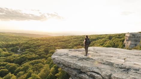 Enjoying the view from Sam's Point Preserve in the Shawangunk Mountains