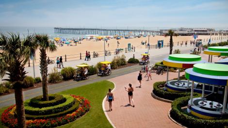 弗吉尼亚州弗吉尼亚海滩混凝土栈道和海滩地区的活动层出不穷