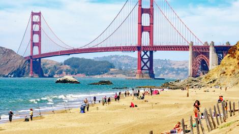 Una vista del Golden Gate Bridge desde Baker Beach
