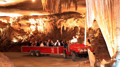 乘车穿越密苏里州斯普林菲尔德的 Fantastic Caverns 神秘洞穴