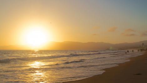Sunset at the beach in Los Angeles, California