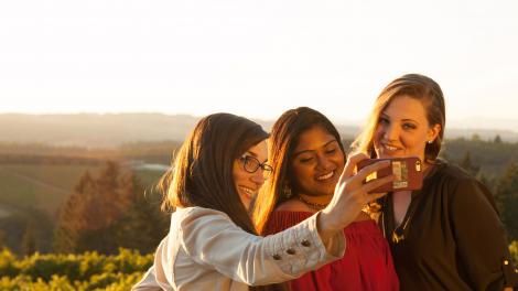 Time out for a selfie at picturesque Ponzi Vineyards in Sherwood, Oregon