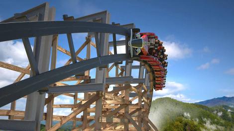 田纳西州鸽子谷多莉·帕顿主题公园——多莉山主题公园中可欣赏到大烟山风景的过山车