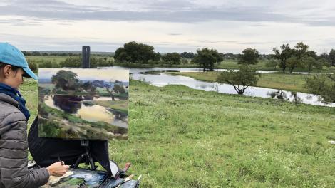 在圣安吉洛 EnPleinAirTEXAS National Competition & Cinch Roping Fiesta 全国赛和嘉年华期间，体验户外绘画创作