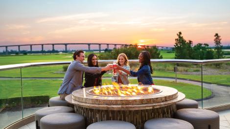 Enjoying drinks at sunset at a resort in Lake Charles, Louisiana