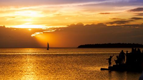 Watching the sunset over Green Bay in Door County, Wisconsin