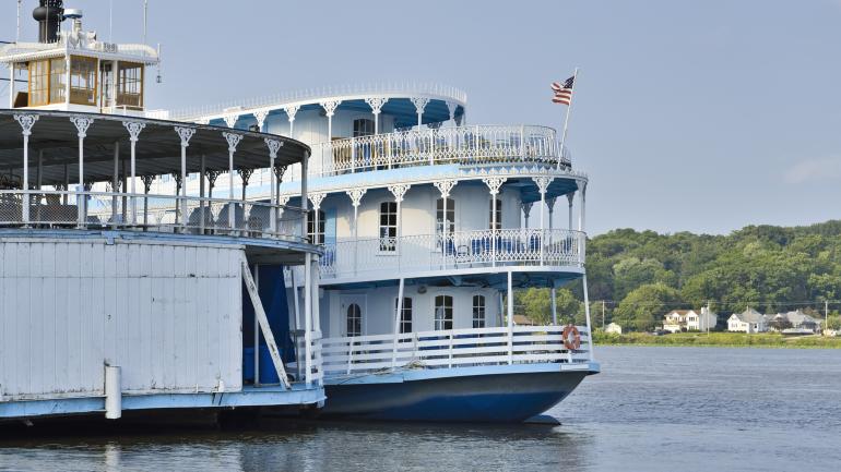 Steamboat on the Mississippi River in LeClaire, Iowa