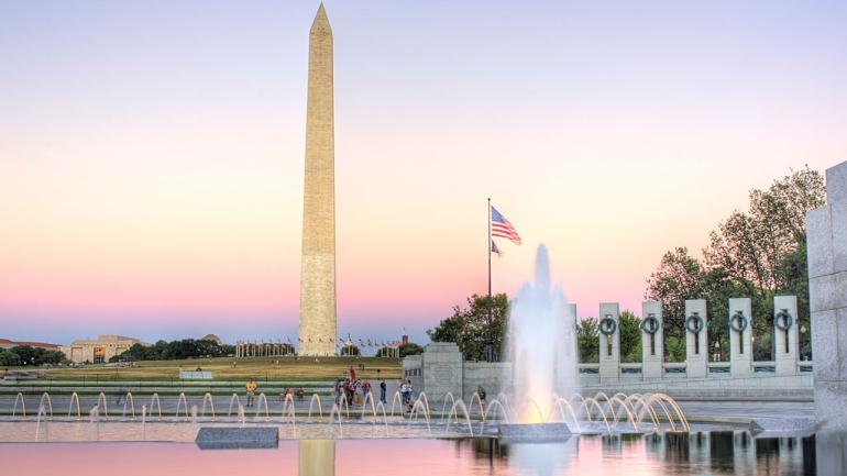 Iconic sites surrounding the National Mall in downtown Washington, D.C.