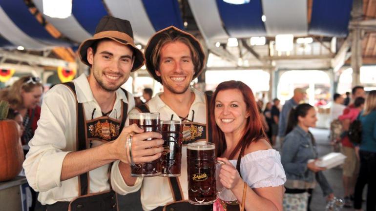 Raise your stein of beer at a traditional German Oktoberfest celebration in Columbus, Ohio.
