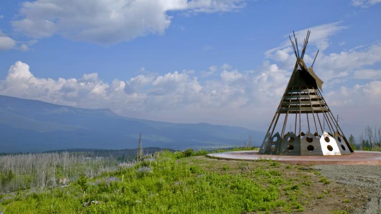 Sculpture in the Blackfeet Nation area at Glacier National Park