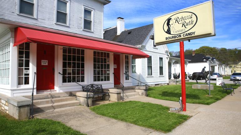 Outside the Rebecca Ruth candy store in Frankfort