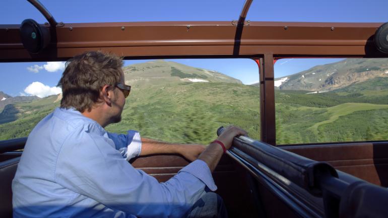 Bus tour of the Two Medicine Valley area in Glacier National Park