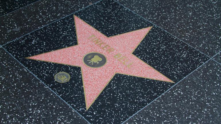 Tinker Bell's Hollywood star on the Hollywood Walk of Fame in Los Angeles.