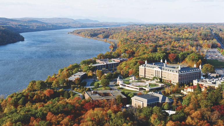 An aerial view of the Culinary Institute of America in New York’s Hudson Valley