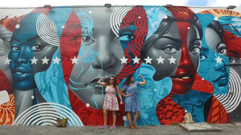 Colorful mural celebrating Hispanic women in Miami