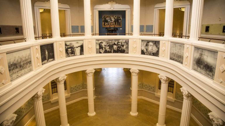 Archival photographs on display at the National Cowgirl Museum and Hall of Fame in Fort Worth, Texas