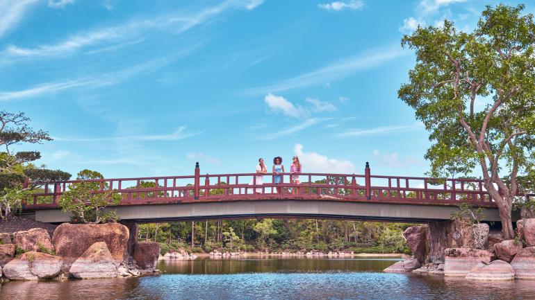 Visitors to the Morikami Museum and Japanese Gardens in Delray Beach, Florida