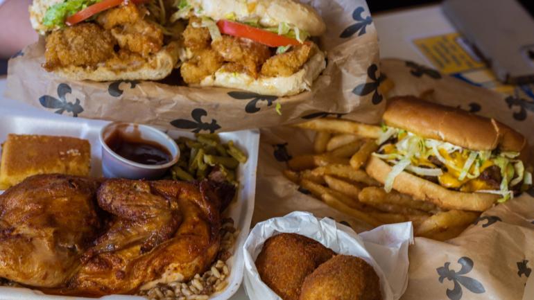 Enjoying po'boys and more at Leonards Food Quarters