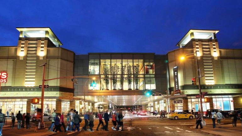 The sparkling exterior of Queens Center in Elmhurst, New York