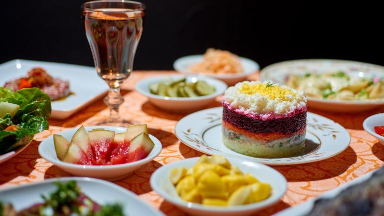 A spread of Russian dishes at local staple Kachka