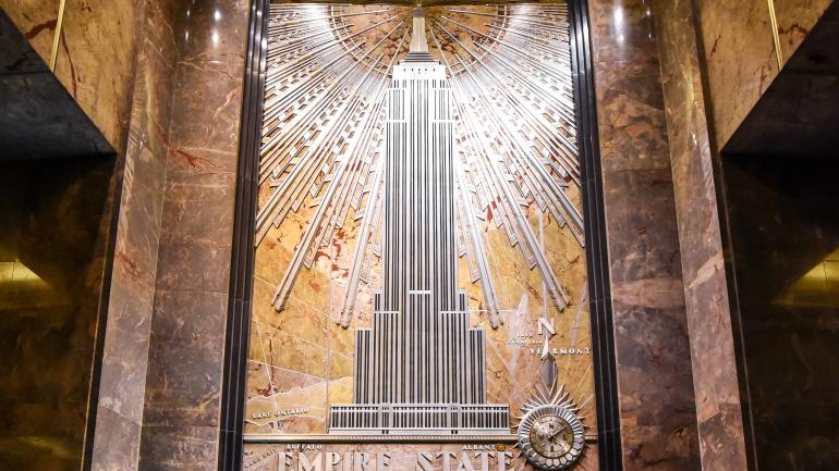 帝国大厦主入口华丽的装饰艺术风格大堂