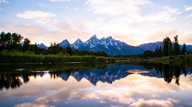 Rugged mountains and a serene valley in Grand Teton National Park