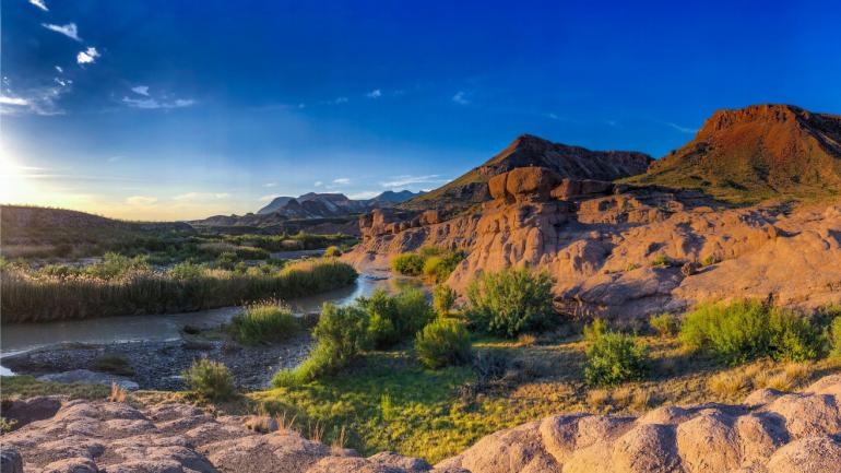 Distinctive river and red rock vistas in Big Bend National Park