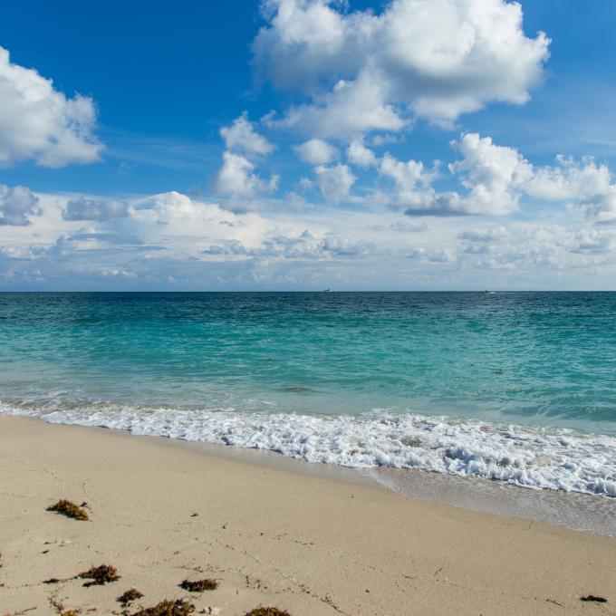 Bright blue beaches along the town of Surfside