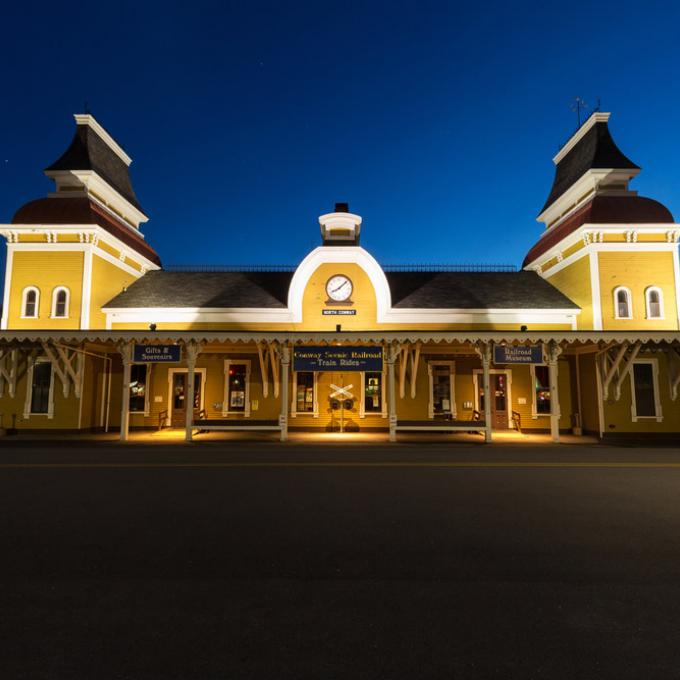 Historic railroad station in North Conway, New Hampshire