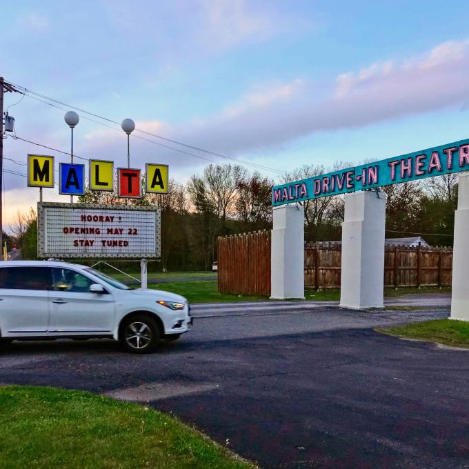 Entrance to the Malta Drive-In Theatre in Saratoga County, New York