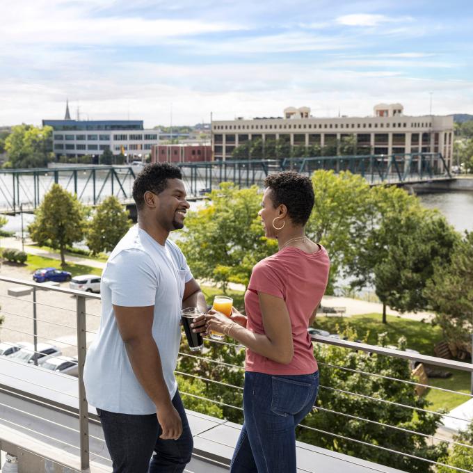 Enjoying a rooftop brew at City Built Brewing in Grand Rapids, Michigan Enjoying a rooftop brew at City Built Brewing in Grand Rapids, Michigan