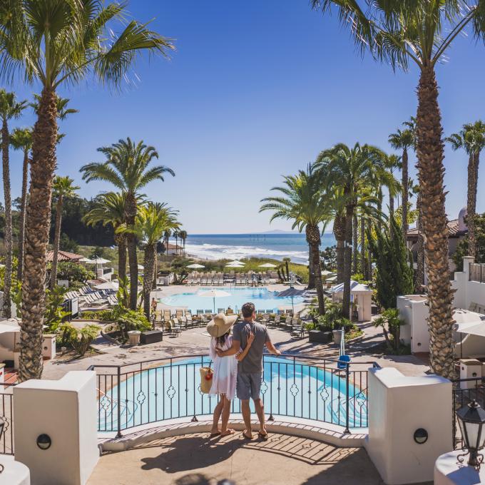 Admiring the view at a luxury resort in Palm Springs, California