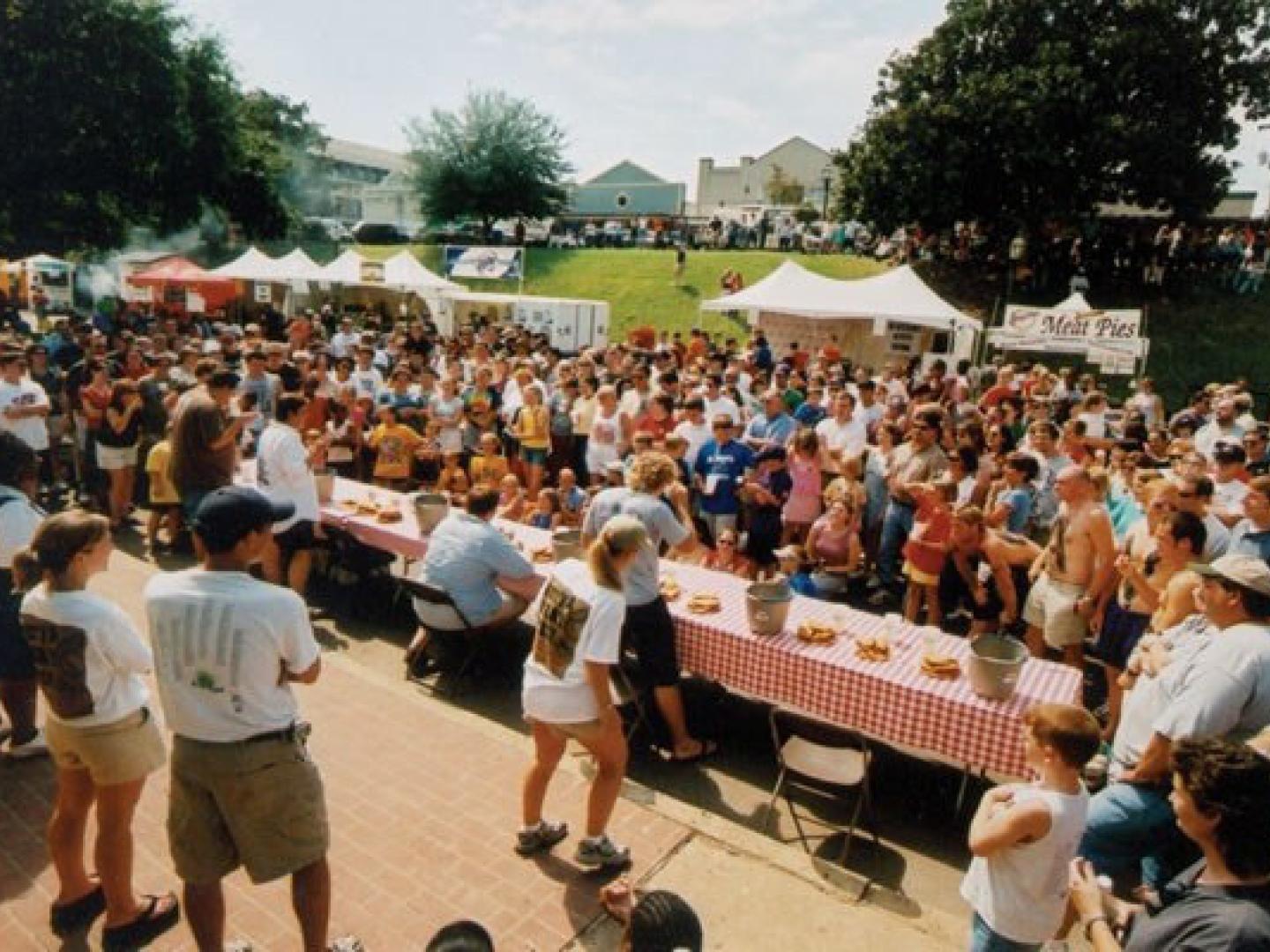 Eating contest during the Natchitoches Meat Pie Festival