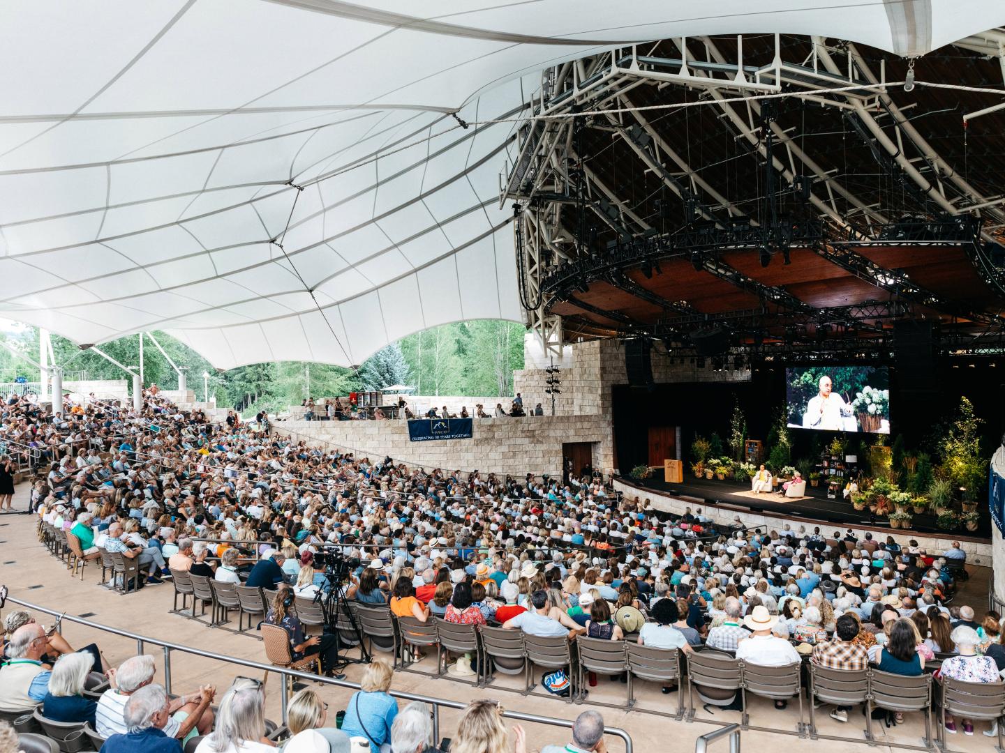 Panelists present to an audience at the Sun Valley Writers’ Conference in Sun Valley, Idaho