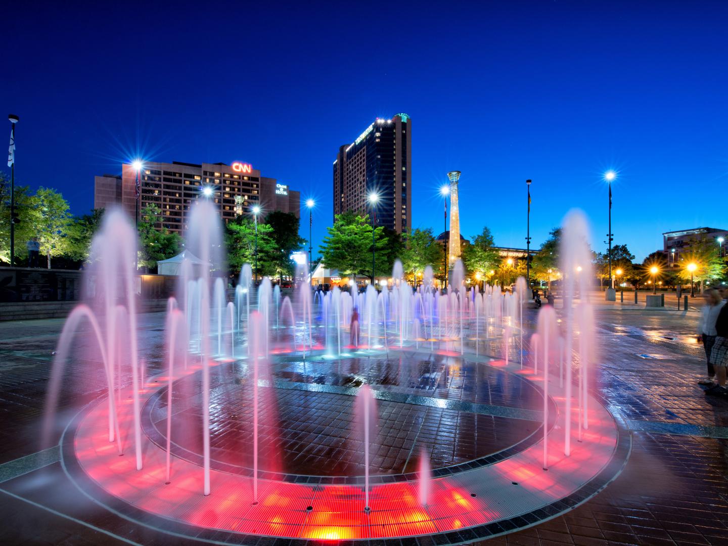 暮色时分的佐治亚州亚特兰大百年奥林匹克公园