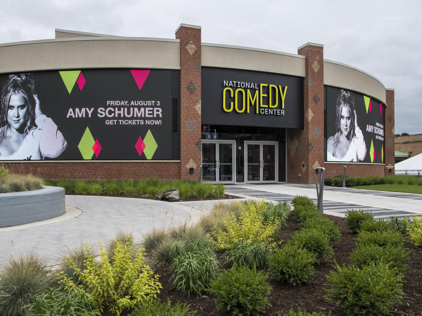Outside the National Comedy Center in Jamestown, New York 