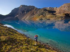 Hiking along the Blue Lakes Trail