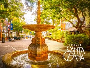 Travel Santa Ana 徽标和美丽的 Chitarrini 喷泉宣传图片 Travel Santa Ana 徽标和美丽的 Chitarrini 喷泉宣传图片