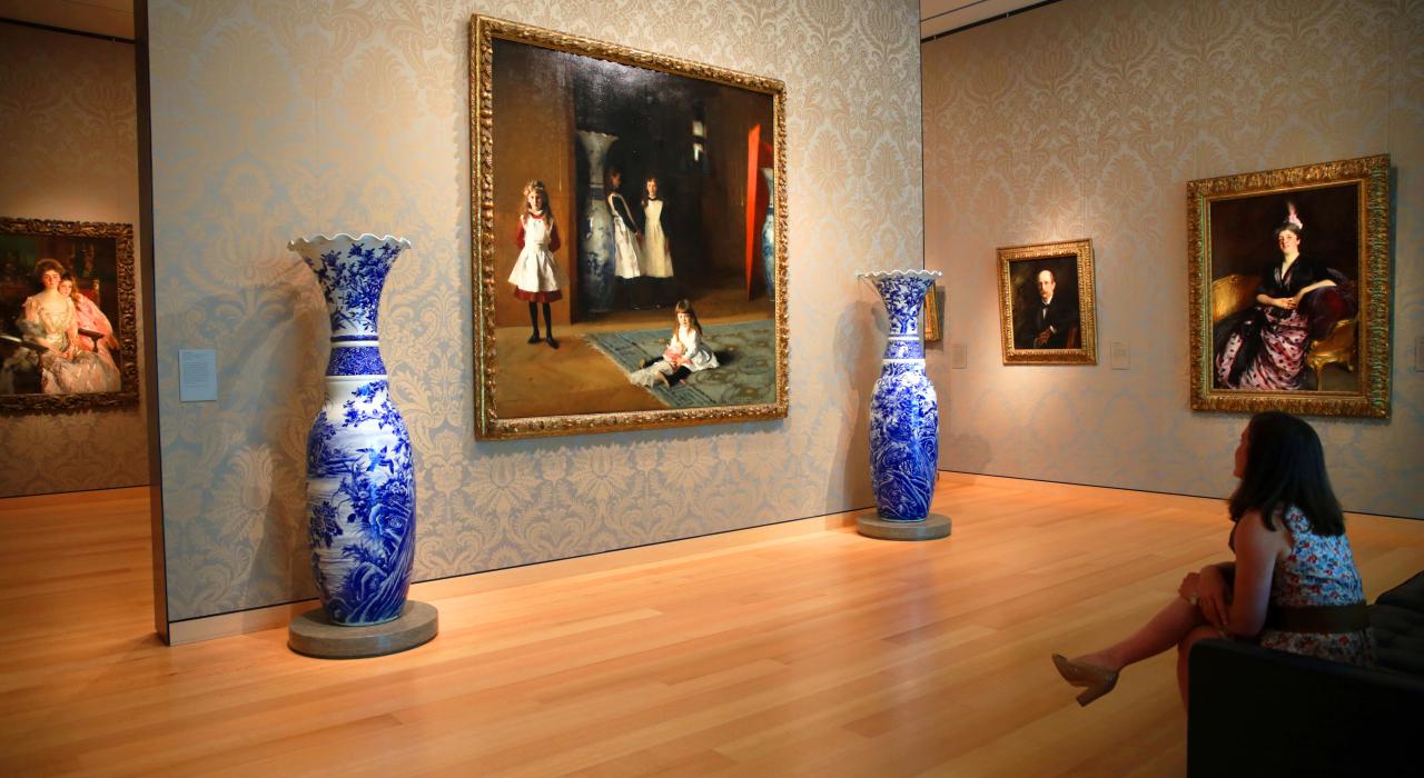 Enjoying the art in the Museum of Fine Arts in Boston, Massachusetts