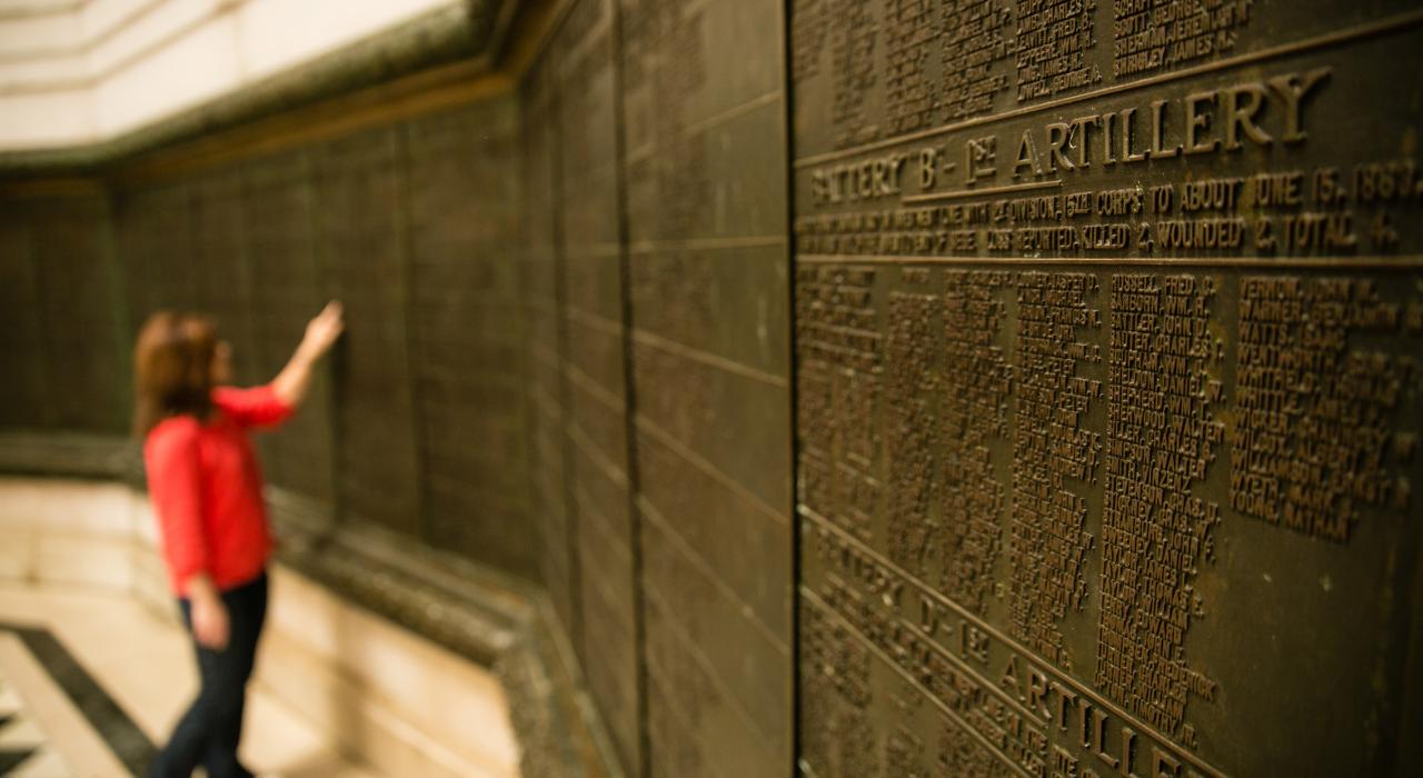 Memorial wall at the Vicksburg National Military Park in Mississippi