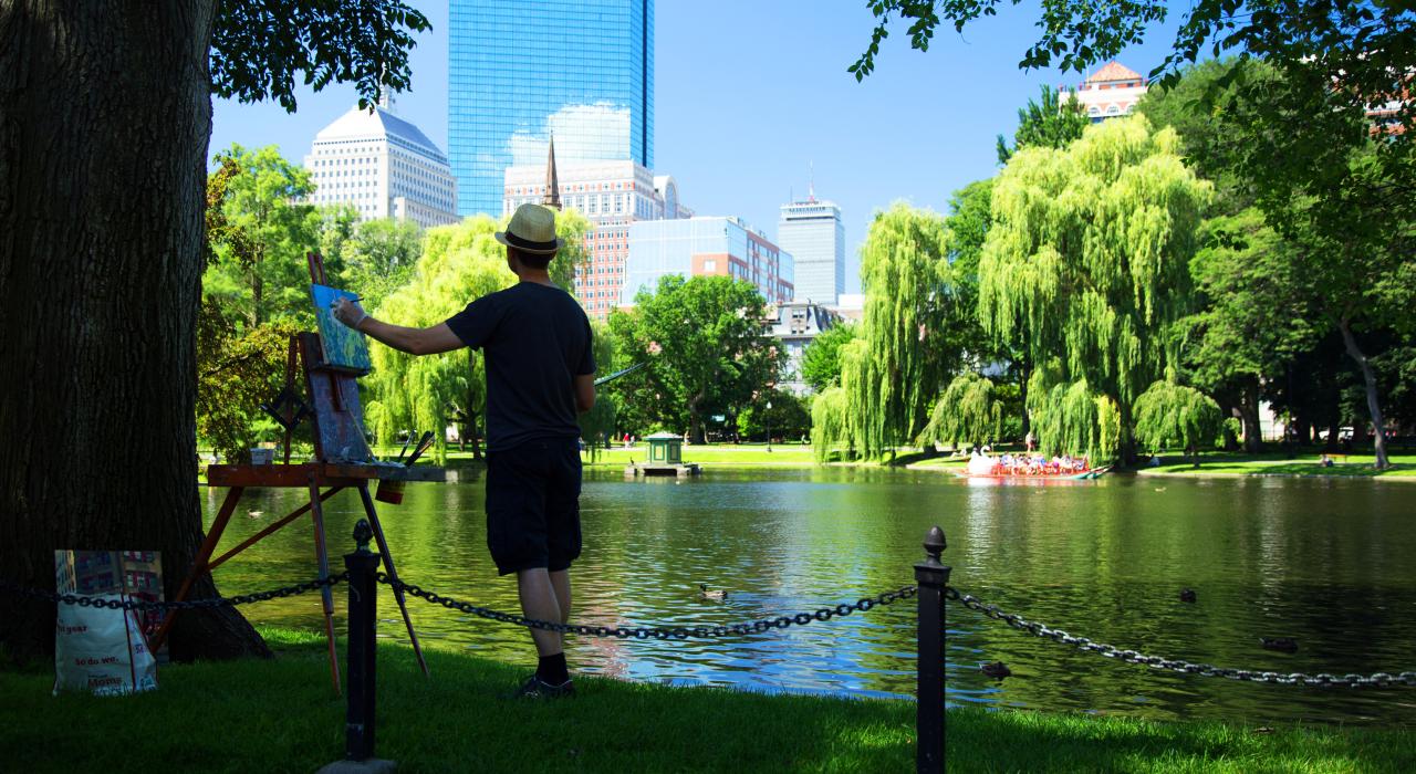 An artist at the Boston Public Garden in Massachusetts