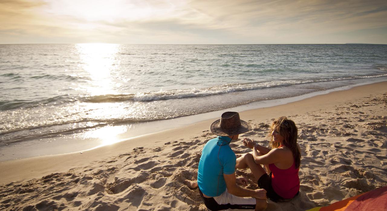 Vacaciones en la playa en Lake Michigan en Traverse City, Michigan