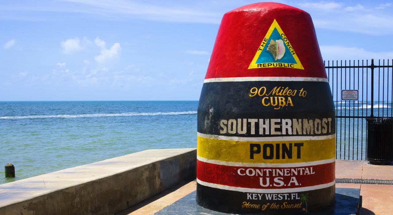 El punto continental más al sur de Estados Unidos se encuentra en Cayo Hueso, Florida