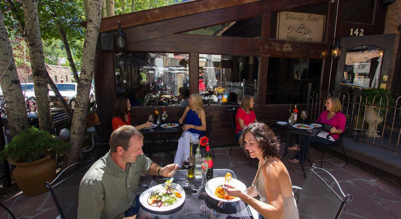 Street-side dining along East Colorado Avenue