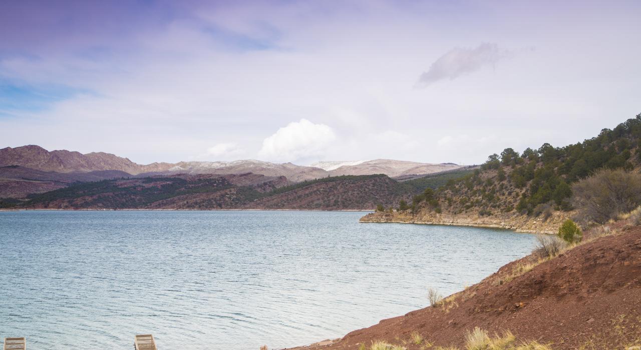 View of mountains at Flaming Gorge Reservoir, Utah