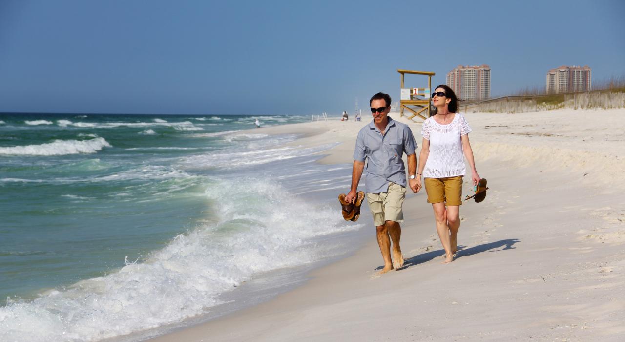 Strolling along the shoreline at Pensacola Beach, Florida