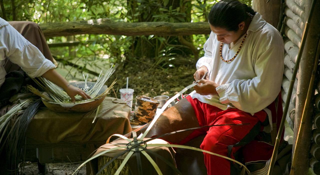 Authentic Cherokee craftsmanship at Oconaluftee Indian Village, North Carolina