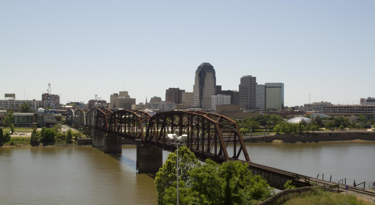 Shreveport-Bossier, contorno, via de tren, puente