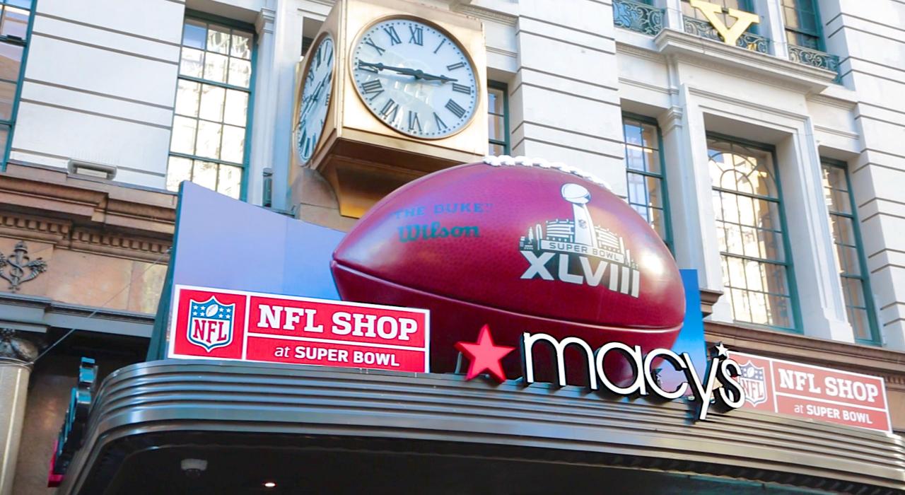 Signs of the big game are everywhere, even at the iconic Macy’s store